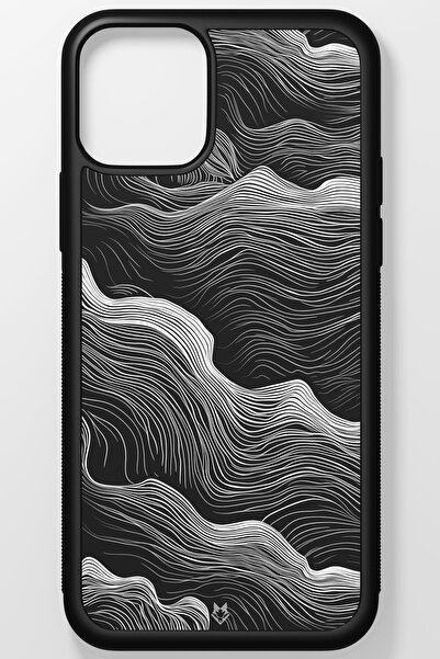 Black Minimalist Modern Kırılmaz (Temperli) Cam Sert Plastik iPhone 13 Telefon Kılıfı