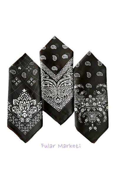 Fular Marketi 100% Pamuk 2 Fiyatına   3 'lü Set Unisex Bandana