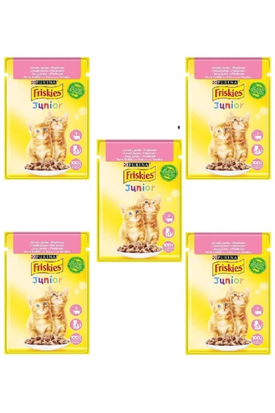 Friskies 5 Adet Friskies Junior Tavuklu Soslu Pouch Yavru Kedi Yaş Maması 85 gr