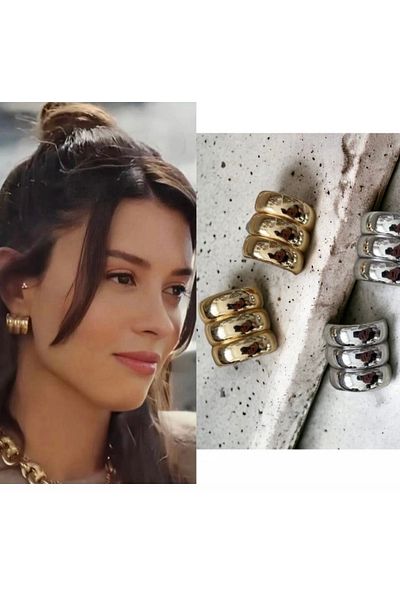 SHINING Steel Non-Tarnish Curved Earrings (SILVER COLOR)
