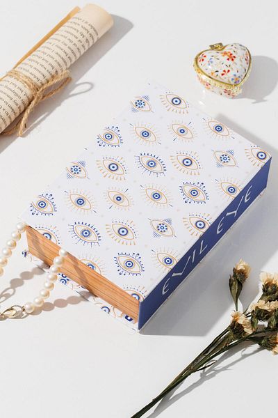 Hayveys Model de ochi Blue Mini Book Box Organizator de accesorii pentru bijuterii