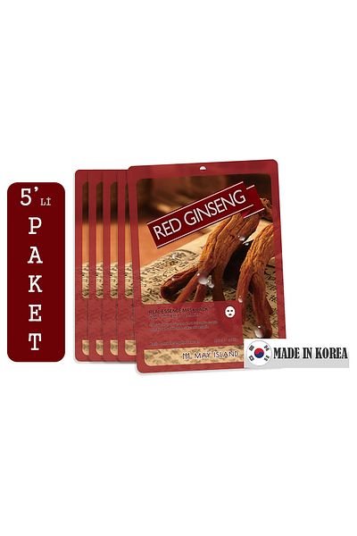 May Island PacK of 5 Korean Red Ginseng Paper Face MasK - EnergY and ElasticitY Is Condimented on the SKin