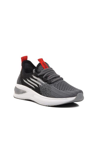 WALKWAY Pantofi sport pentru copii Ravello-F afumat-negru-roșu cu șireturi ornamentale