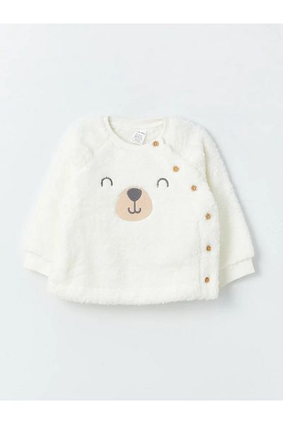 LC Waikiki Lcw Baby - Embroidered Plush Sweatshirt and Sweatpants for Baby Boy, Crew Neck, Long Sleeve