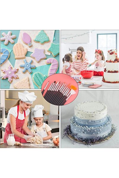 monalisatoka 15 parça fondan kek fırçası seti, pasta boyama fırçası, pasta fırçası