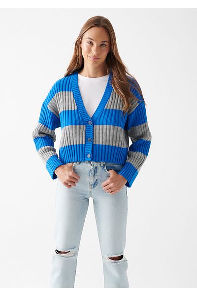 Mavi Cardigan cu dungi Croială lejeră / Croială largi confortabilă 1710134-82347