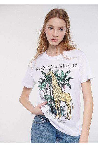Mavi Tricou alb cu imprimeu Wildlife Slim Fit / Slim Fit 1610618-620