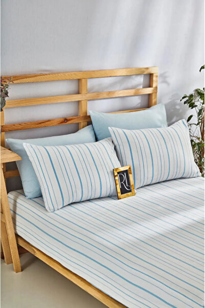 BESTİNA GOLD Elastic Sheet Set Striped Color Cotton dogal natural-pillowcase Single-double-person-battal