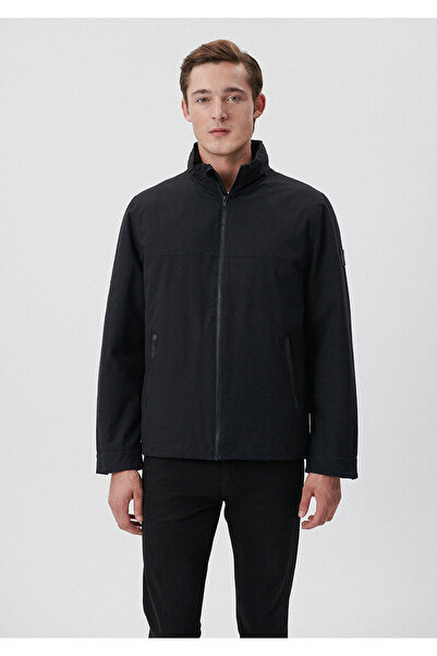 Mavi Dik Yaka Fermuarlı Siyah Mont Regular Fit / Normal Kesim 0110055-900