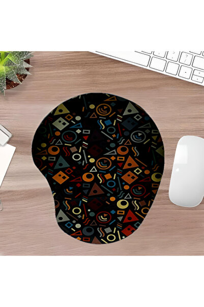 UcuruStore Pad pentru mouse oval, colorat, cu forme geometrice și suport pent...