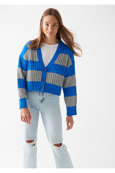 Mavi Cardigan cu dungi Croială lejeră / Croială largi confortabilă 1710134-82347