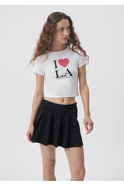 Mavi LA Printed White T-Shirt Crop / Short Cut 1611663-620