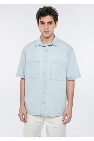 Mavi Rex Terranean Ağartılmış Jean Gömlek Oversize / Geniş Kesim 0210222-85359
