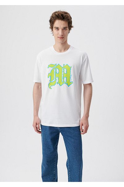 Mavi M Printed Λευκό T-Shirt Loose Fit 0611652-620