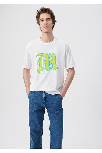 Mavi M Printed Λευκό T-Shirt Loose Fit 0611652-620