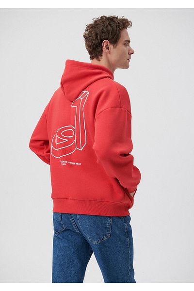 Mavi Logo Printed Hooded Red Sweatshirt 0611726-70471