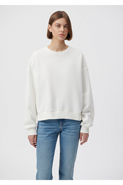 Mavi Bisiklet Yaka Beyaz Basic Sweatshirt 1611769-70057
