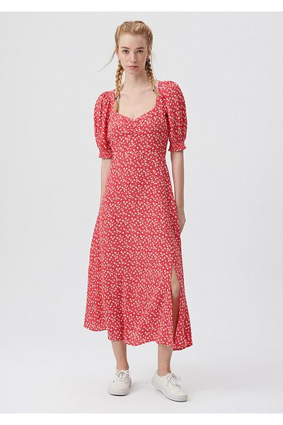 Mavi Leaf Printed Red Dress 131158-85358