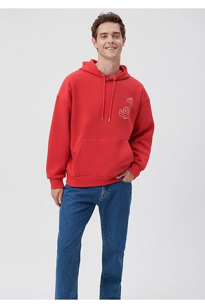 Mavi Logo Printed Hooded Red Sweatshirt 0611726-70471