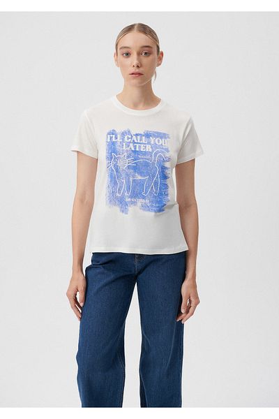 Mavi Call You Printed White T-Shirt Slim Fit / Slim Fit 1611707-70057