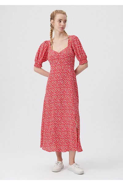 Mavi Leaf Printed Red Dress 131158-85358