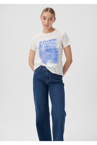 Mavi Call You Printed White T-Shirt Slim Fit / Slim Fit 1611707-70057