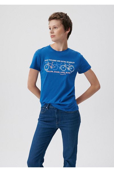 Mavi Tricou albastru cu imprimeu pentru biciclete Slim Fit / Slim Fit 1611701-83771