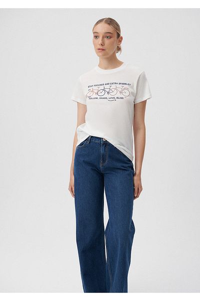 Mavi Bicycle printed White T-Shirt Slim Fit / Slim Fit 1611701-70057