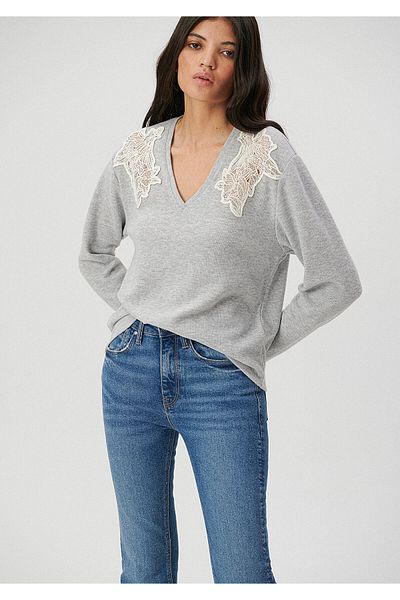 Mavi V-Neck Long Sleeve Gray T-Shirt Regular Fit / Regular Fit1612014-80196