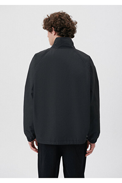 Mavi Dik Yaka Siyah Ceket Oversize / Geniş Kesim 0110543-900