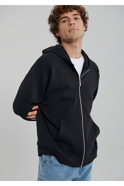 Mavi Men's Black Hooded Basic Sweatshirt - Zippered 0S10095-900