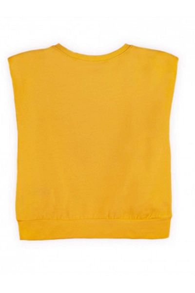 Riccotarz Baby Girl Flower Printed Crew Neck Sleeveless Yellow T-Shirt