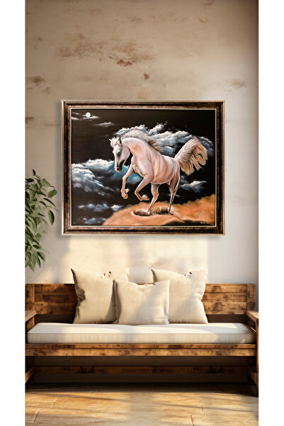 Vivart Keten Yağı Tual Bezi Detay Çalışmalı Profesyonel Beyaz At Orijinal Yağ...