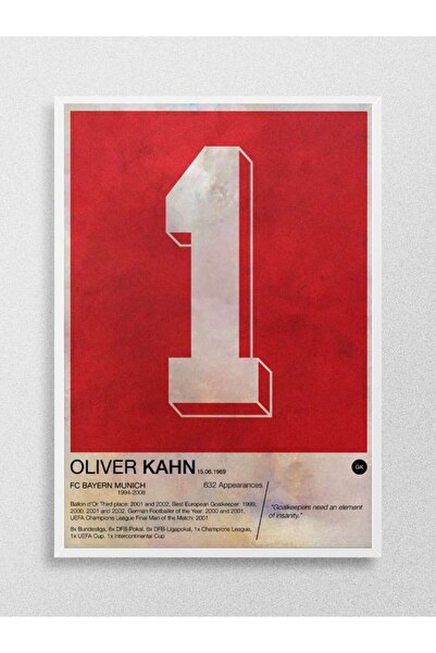 Mudi Store Oliver Kahn Futbol Poster Çerçevesiz Yüksek Kalite Futbolcu Duvar Poster