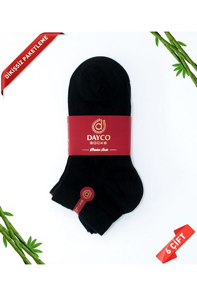 DAYCO Бамбукови мъжки безшевни първокласни обувки Черни чорапи Комплект от 6 бр