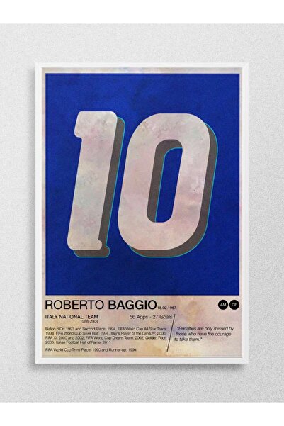 Mudi Store Roberto Baggio Futbol Poster Çerçevesiz Yüksek Kalite Futbolcu Duv...