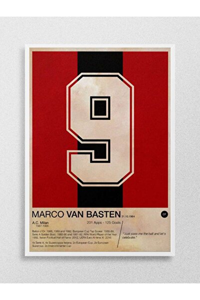 Mudi Store Marco Van Basten Futbol Poster Çerçevesiz Yüksek Kalite Futbolcu Duvar Poster