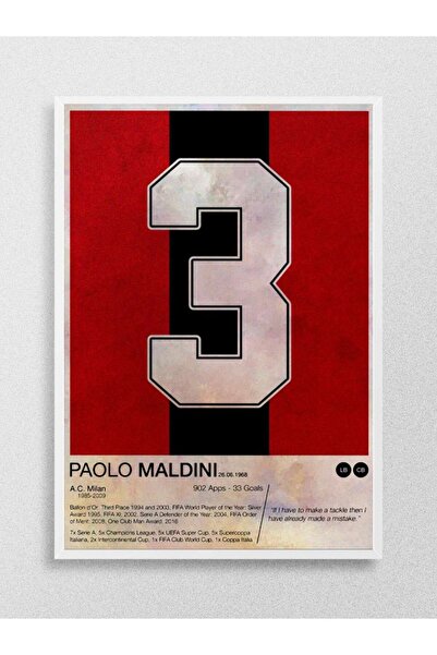 Mudi Store Paolo Maldini Futbol Poster Çerçevesiz Yüksek Kalite Futbolcu Duva...