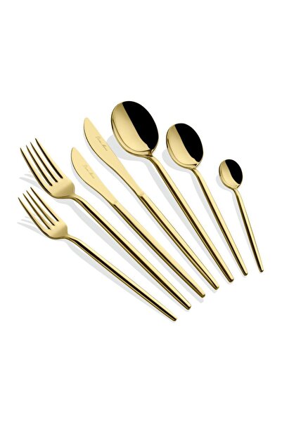 Dame Marie ALMERİA PARLAK GOLD 6 KİŞİLİK 42 PARÇA ÇATAL KAŞIK BIÇAK SETİ