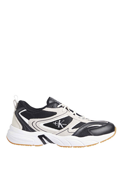 Calvin Klein Siyah - Ekru Erkek Deri Sneaker RETRO TENNIS SU-MESH