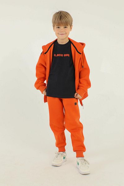 Black One Boy's Hooded Tracksuit Set - 3 Pieces