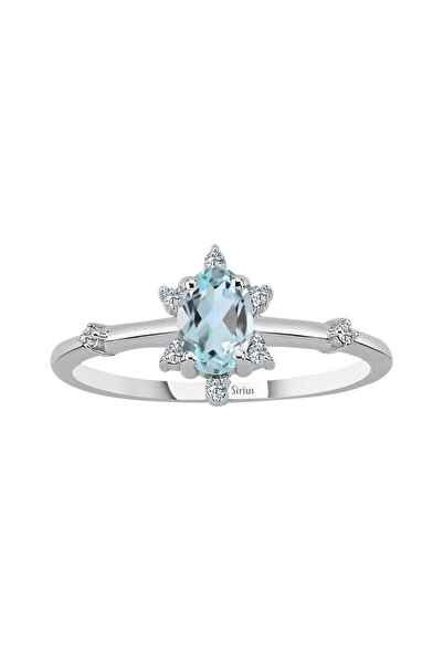 Sirius Pırlanta Pırlanta ve Sky Blue Topaz Buz Kristali Yüzük