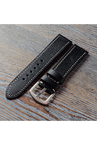 Ventum سلك مصنوع يدويًا من الجلد الطبيعي باللون الأسود مقاس 21 مم