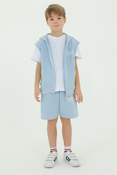 Black One Set triplu de tricou și pantaloni scurți cu vestă pentru băiat