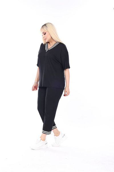 xlargebutik LARGE SIZE CLOTHING SUPER COMFORTABLE RIBBANED SUIT NEW SEASON