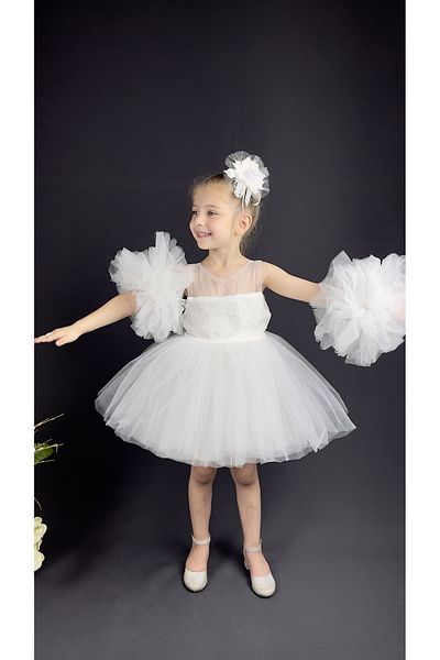 Sevimlice Kids Βραδινό φόρεμα από σιφόν με μανίκια με παγιέτες για κορίτσια