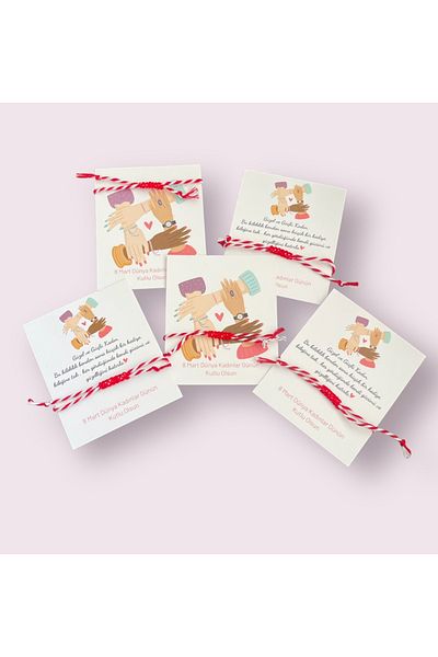 SİSTORİZE Your Luxury March 8 Women's Day 5-Piece Gift Marteniçka Wish Lucky Bracelet and Women's Day Card