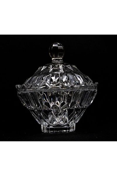EbruliHomeArt Glass Sugar Bowl with Lid 290 ML