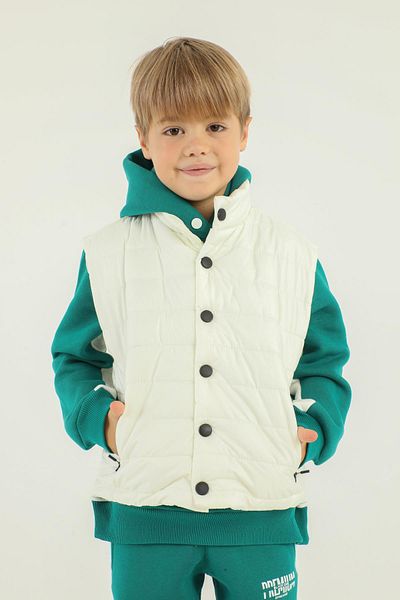 Black One Stand Collar Button Detailed Double Pocket Boy's Inflatable Vest