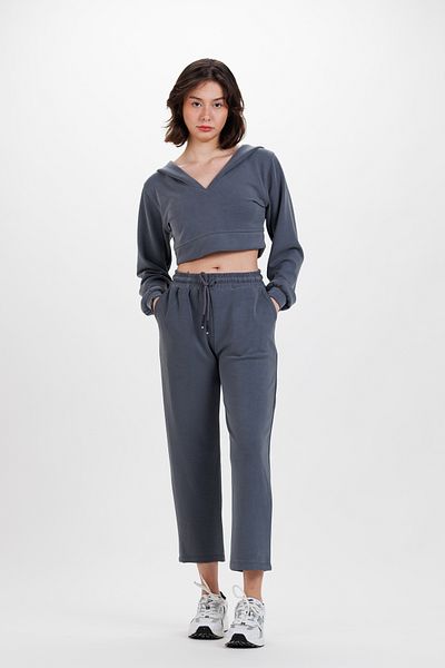 Ecrou Γυναικείο Anthracite Hooded Crop Ultra Soft Sweat